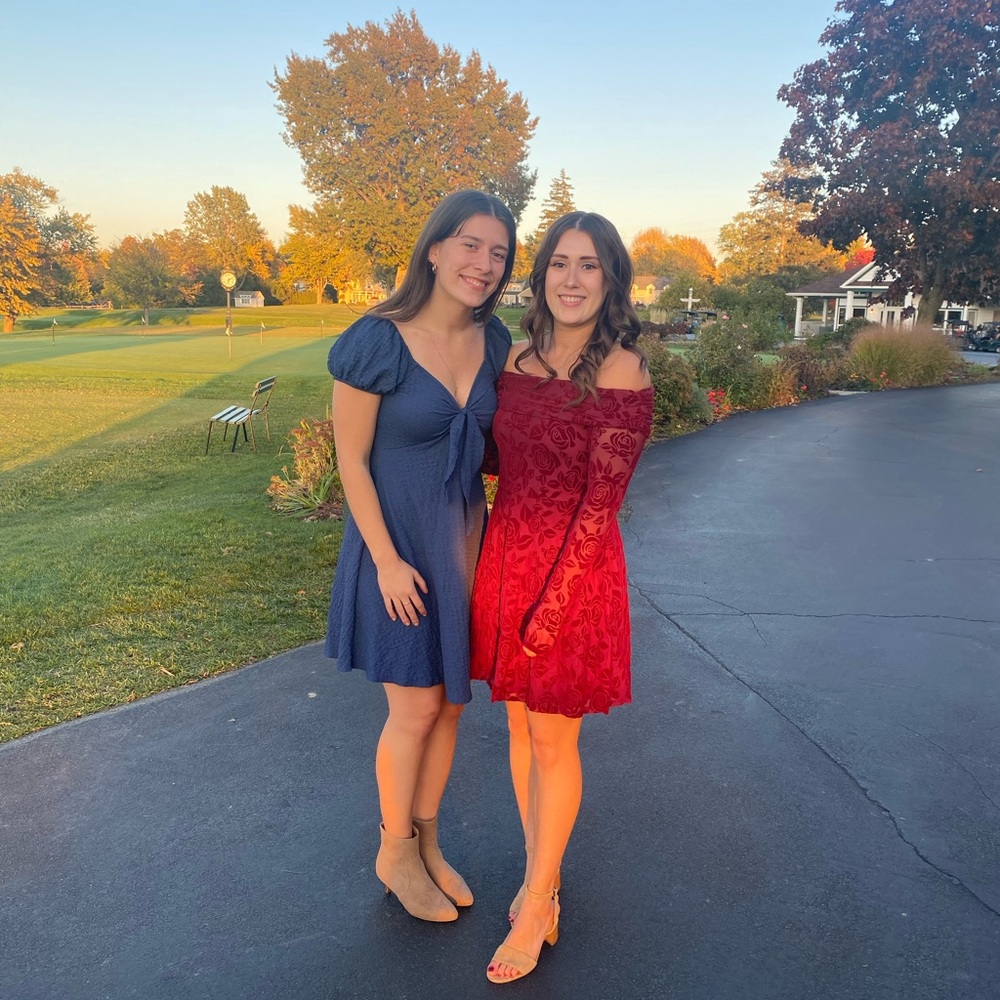 Red off the shoulder dress